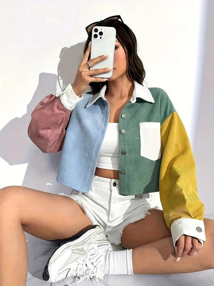 Kurtka Sztruksowa | Krótki Krój & Stylowe Ramiona | Wiosna & Lato