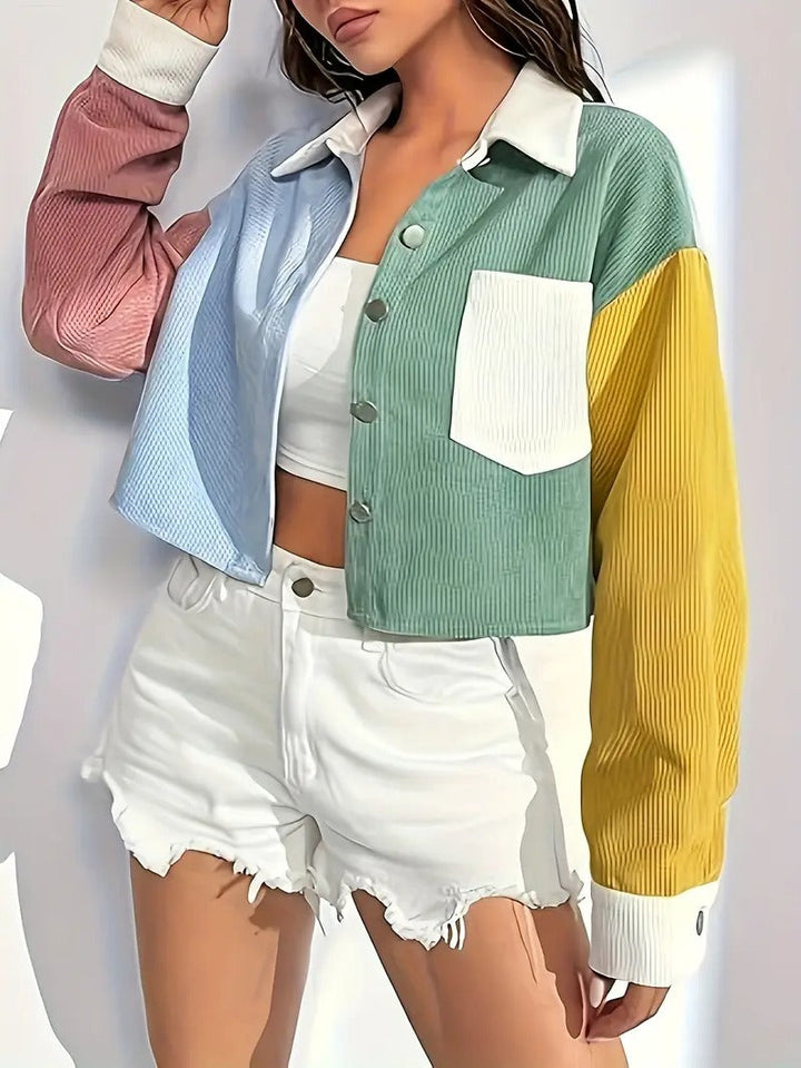 Kurtka Sztruksowa | Krótki Krój & Stylowe Ramiona | Wiosna & Lato