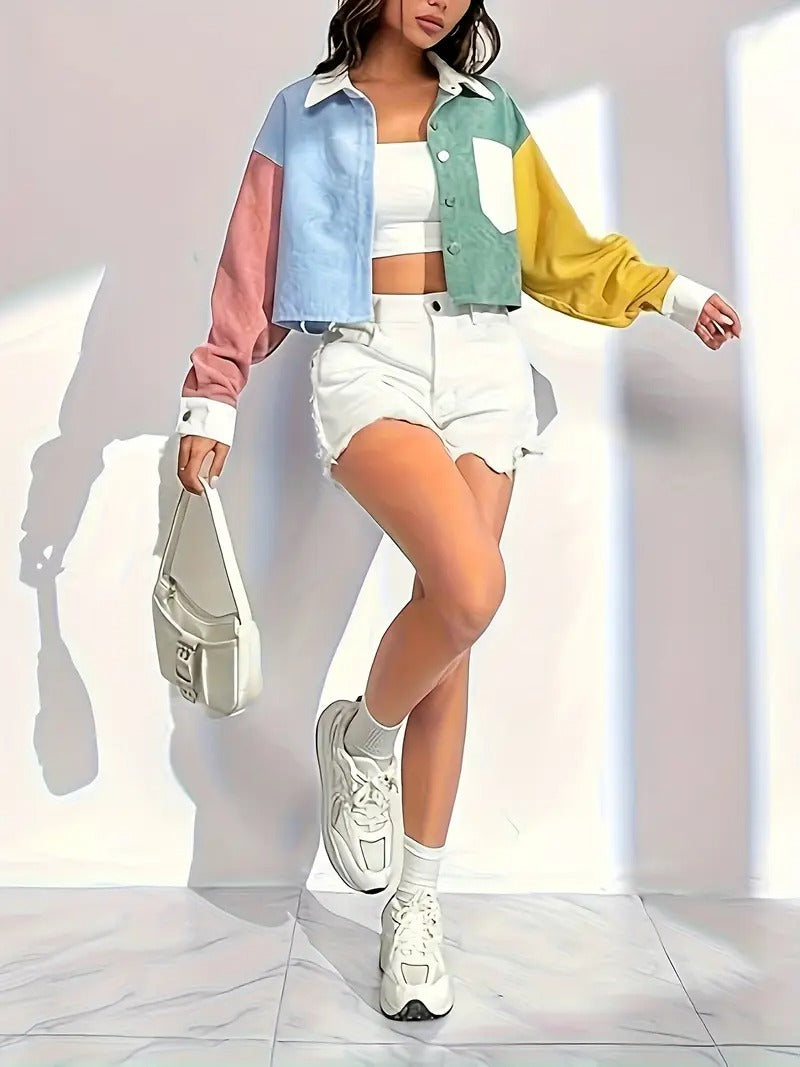 Kurtka Sztruksowa | Krótki Krój & Stylowe Ramiona | Wiosna & Lato