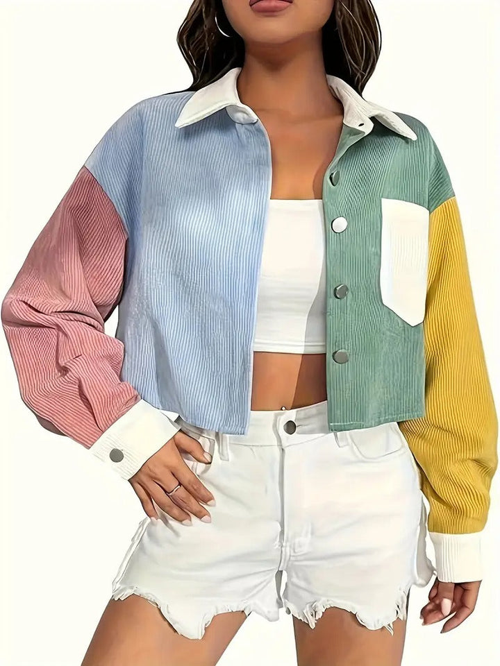 Kurtka Sztruksowa | Krótki Krój & Stylowe Ramiona | Wiosna & Lato