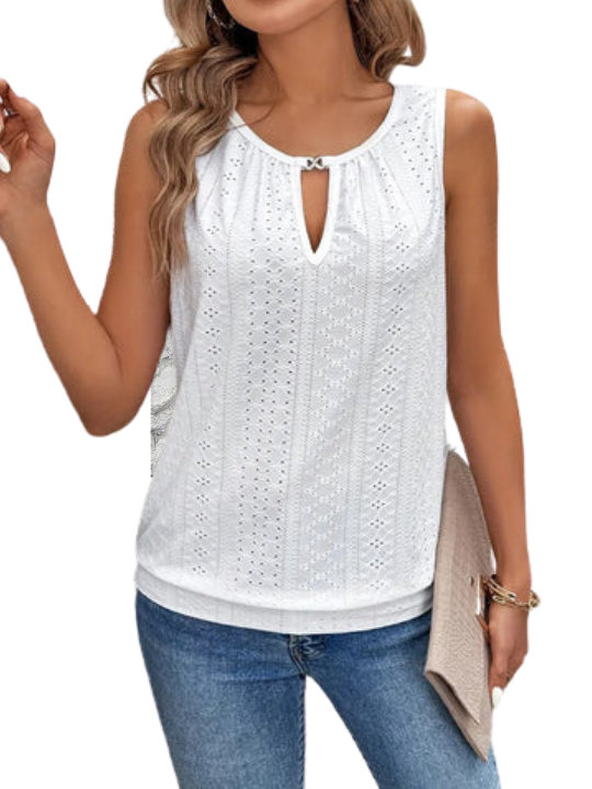 Koszulki na ramiączkach | 3-pak z haftowanymi detalami i dekoltem w kształcie łezki | Letni i bezrękawnikowy design