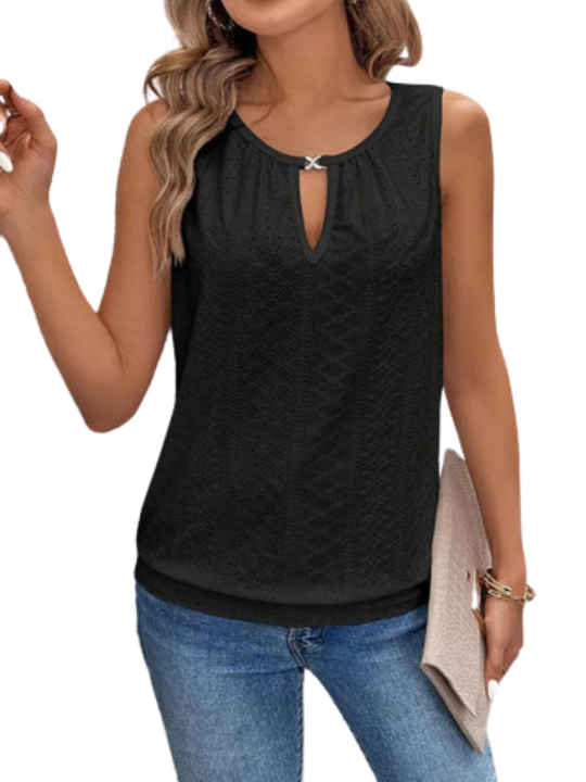 Koszulki na ramiączkach | 3-pak z haftowanymi detalami i dekoltem w kształcie łezki | Letni i bezrękawnikowy design